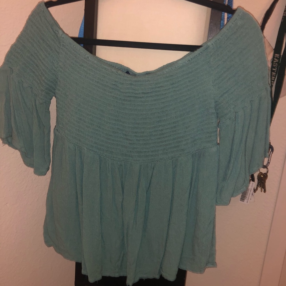 Off the shoulder top with bell sleeve